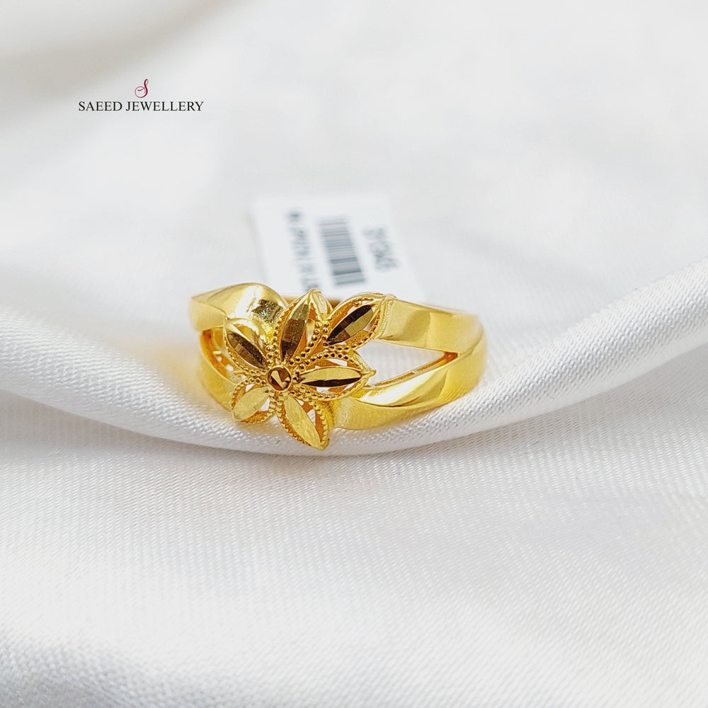 21K خاتم ورق الشجر اكسترا-مجوهرات الشيخ سعيد-Saeed Jewelry 