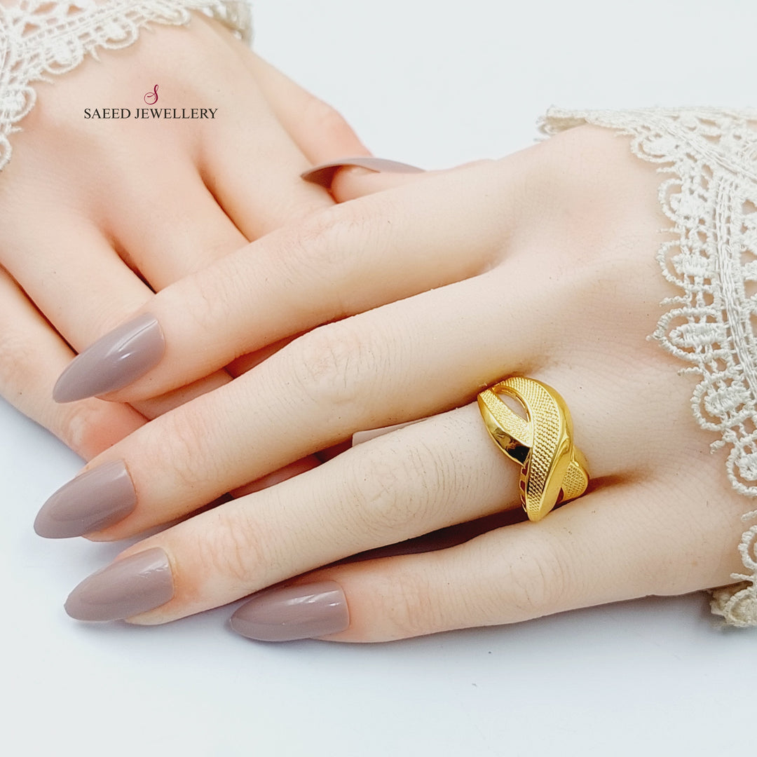 21K Gold Deluxe X Style Ring by Saeed Jewelry - Image 3