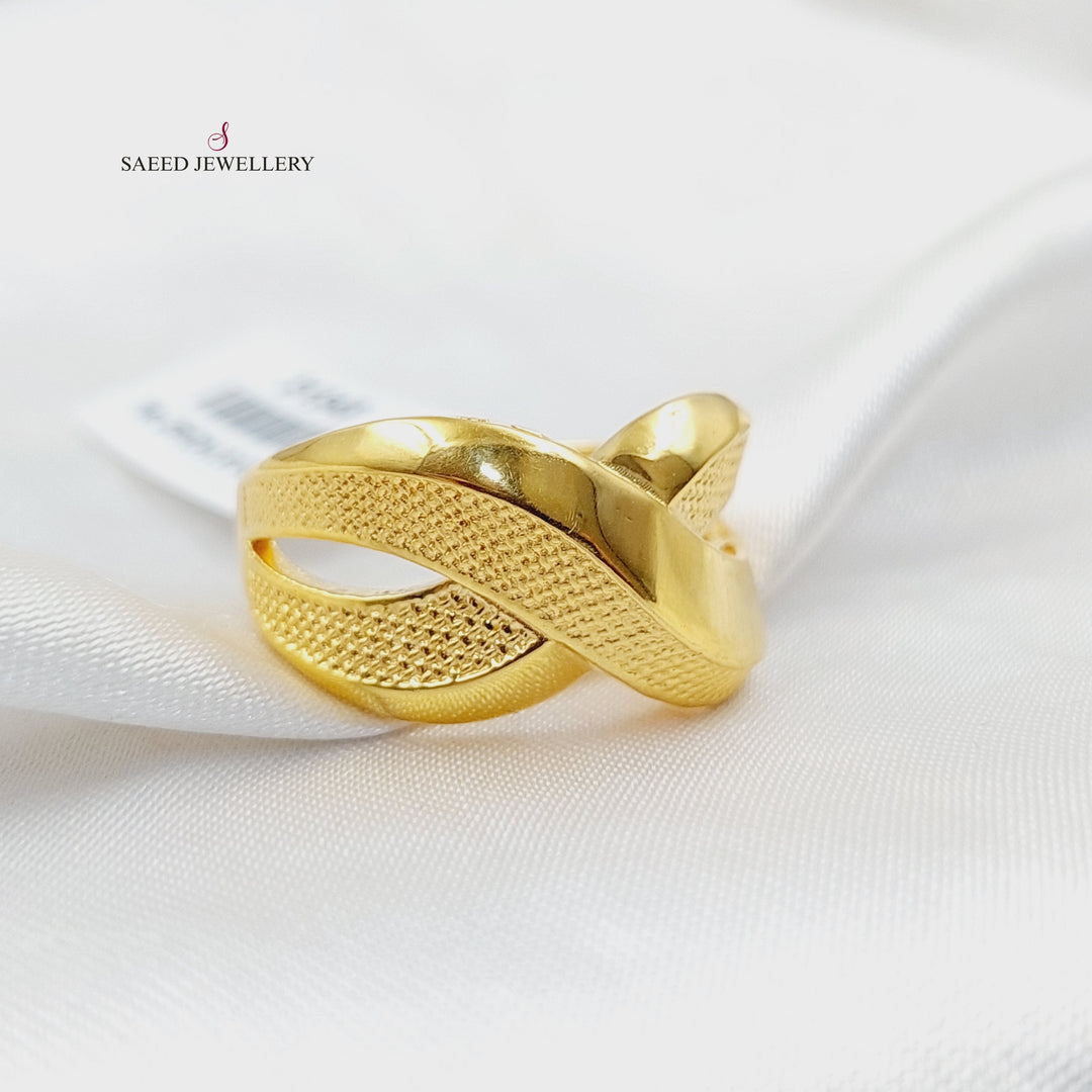 21K Gold Deluxe X Style Ring by Saeed Jewelry - Image 1