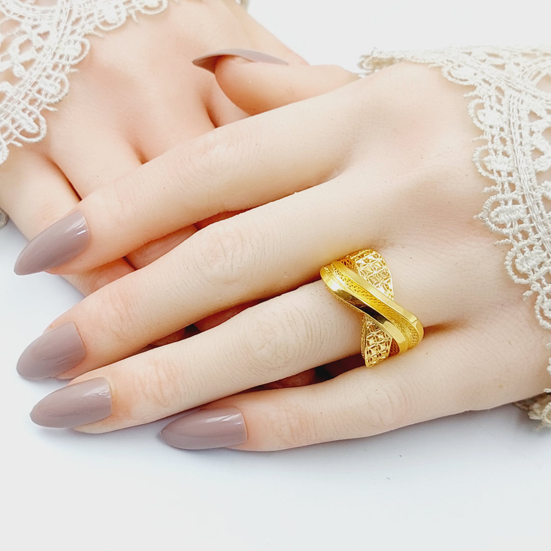 21K Gold Deluxe X Style Ring by Saeed Jewelry - Image 5