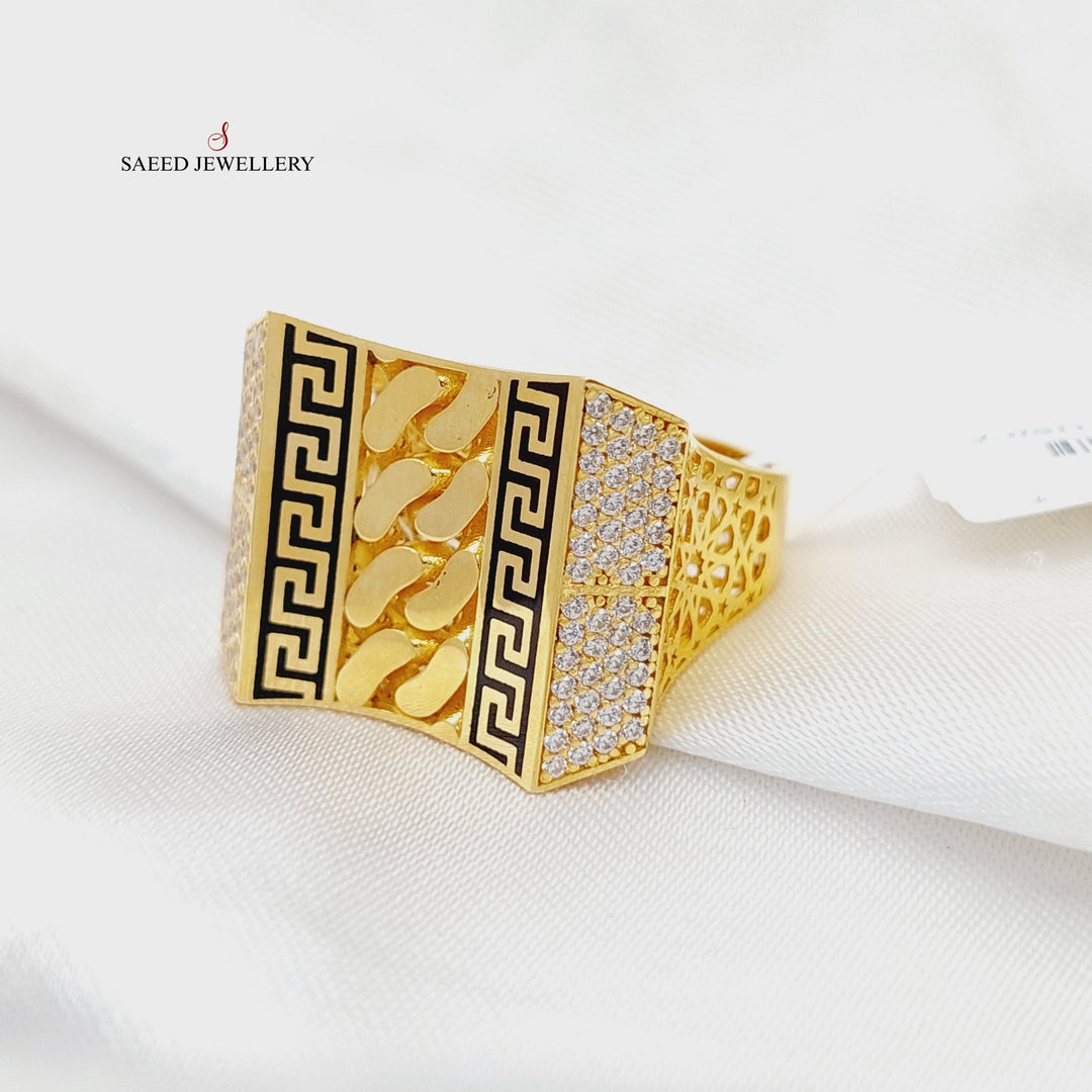 21K Gold Enameled & Zircon Studded Deluxe Ring by Saeed Jewelry - Image 1