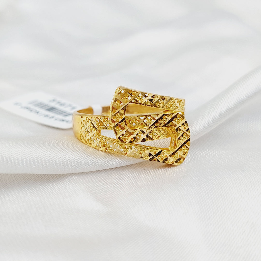 21K Gold Engraved Belt Ring by Saeed Jewelry - Image 5