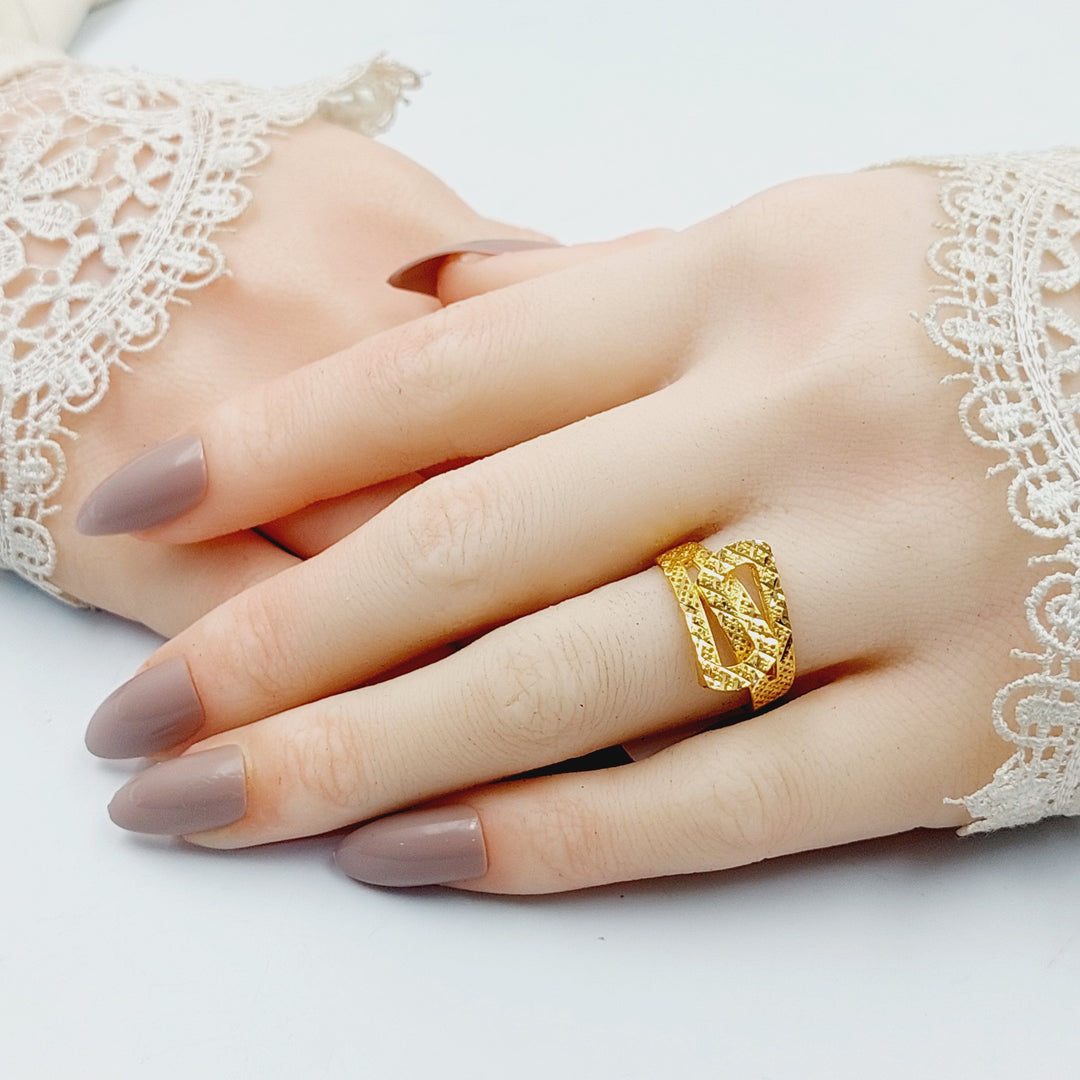 21K Gold Engraved Belt Ring by Saeed Jewelry - Image 5