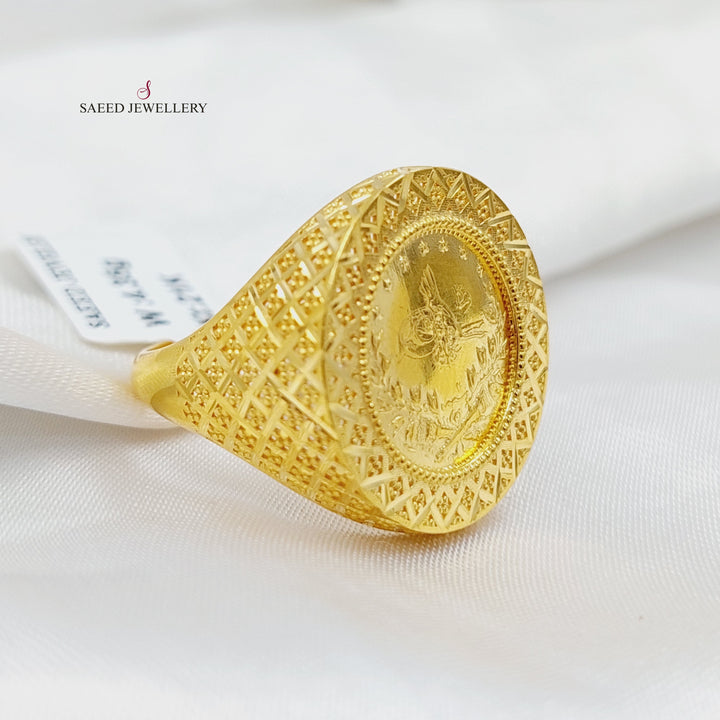 21K Gold Engraved Rashadi Ring by Saeed Jewelry - Image 2