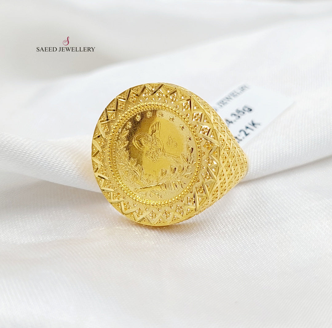 21K Gold Engraved Rashadi Ring by Saeed Jewelry - Image 1