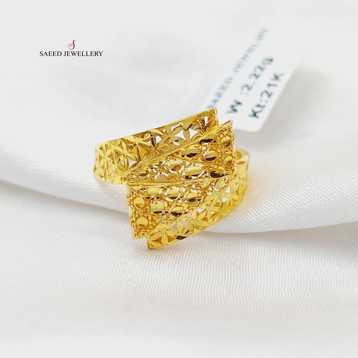 21K Gold Engraved Ring by Saeed Jewelry - Image 1