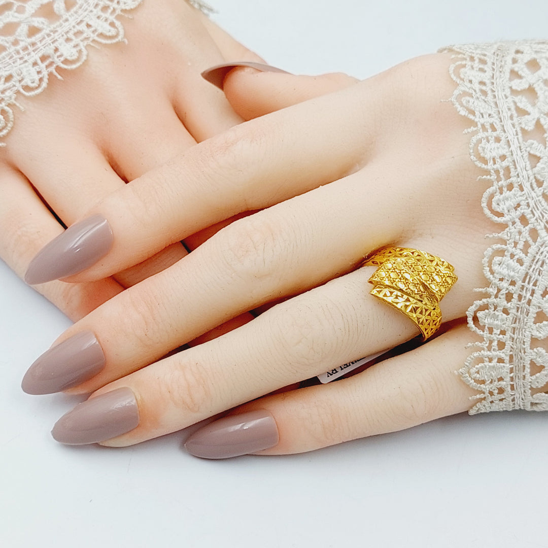 21K Gold Engraved Ring by Saeed Jewelry - Image 4