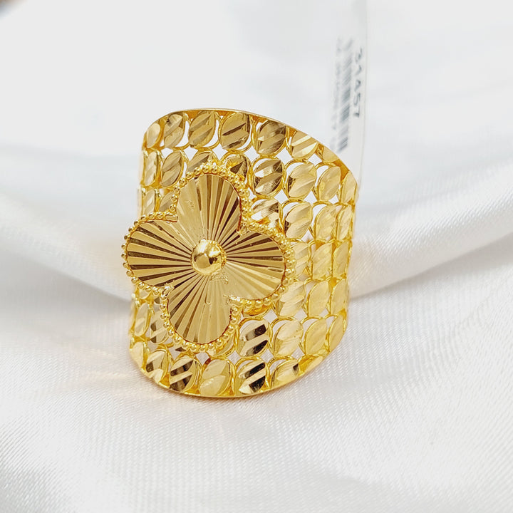 21K Gold Engraved Rose Ring by Saeed Jewelry - Image 1