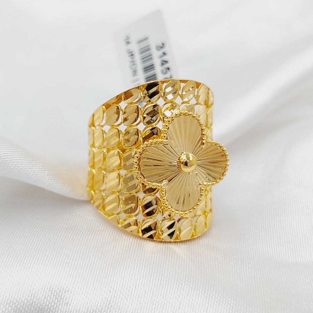 21K Gold Engraved Rose Ring by Saeed Jewelry - Image 3