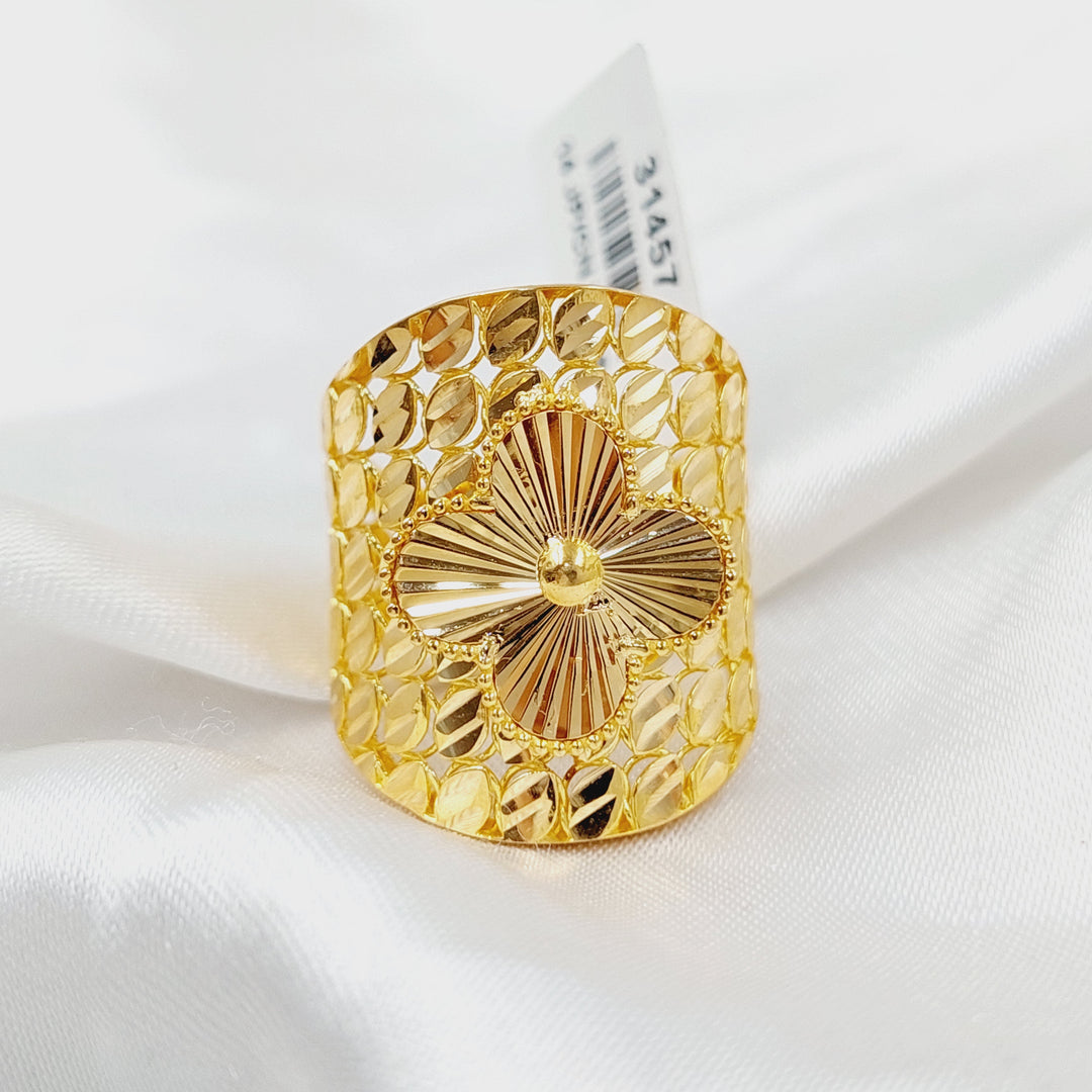 21K Gold Engraved Rose Ring by Saeed Jewelry - Image 2