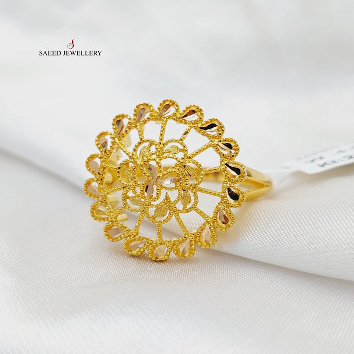 21K Gold Engraved Rose Ring by Saeed Jewelry - Image 3