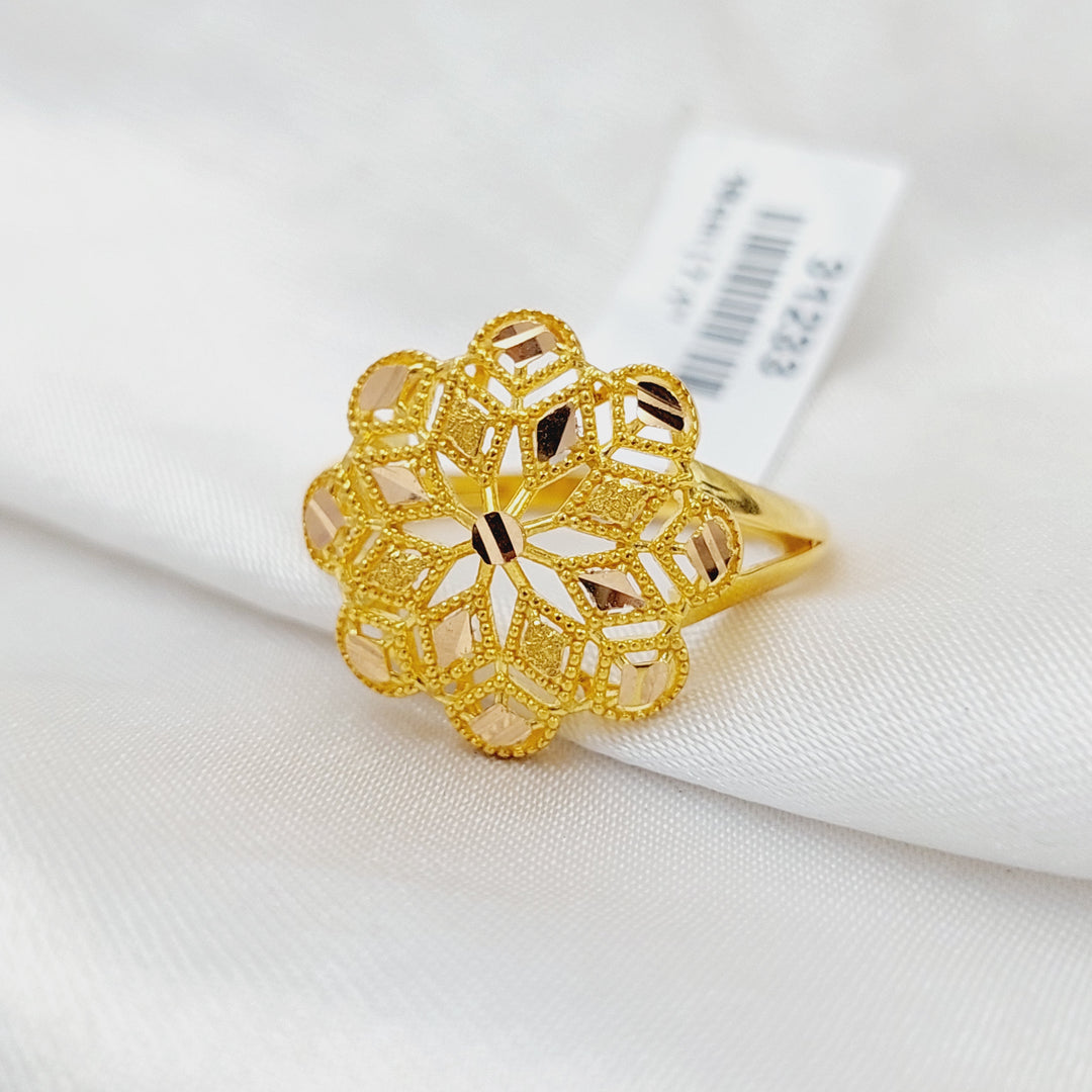 21K Gold Engraved Rose Ring by Saeed Jewelry - Image 3