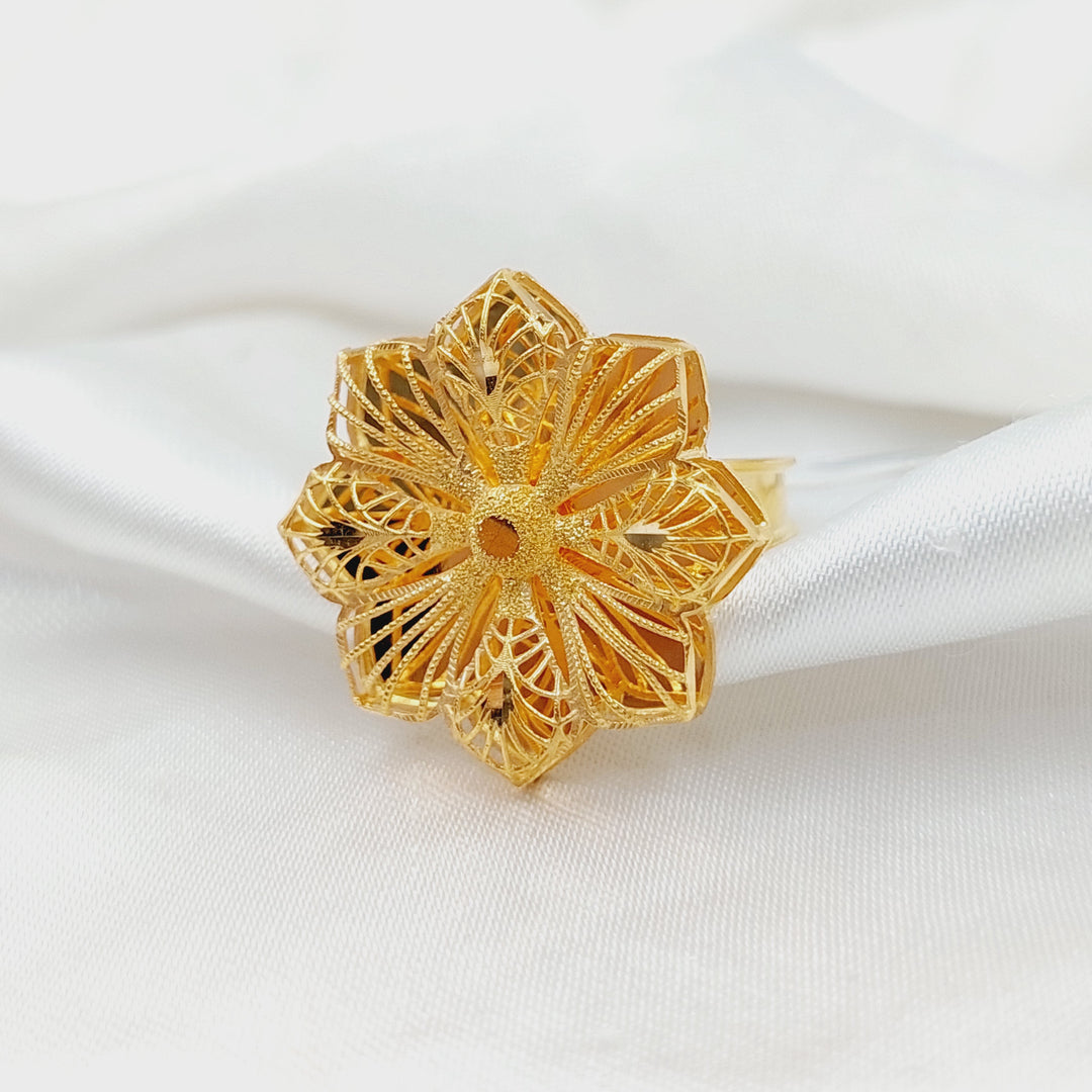 21K Gold Rose Kuwaiti Ring by Saeed Jewelry - Image 3