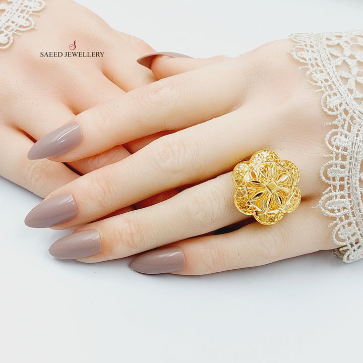 21K Gold Rose Kuwaiti Ring by Saeed Jewelry - Image 4