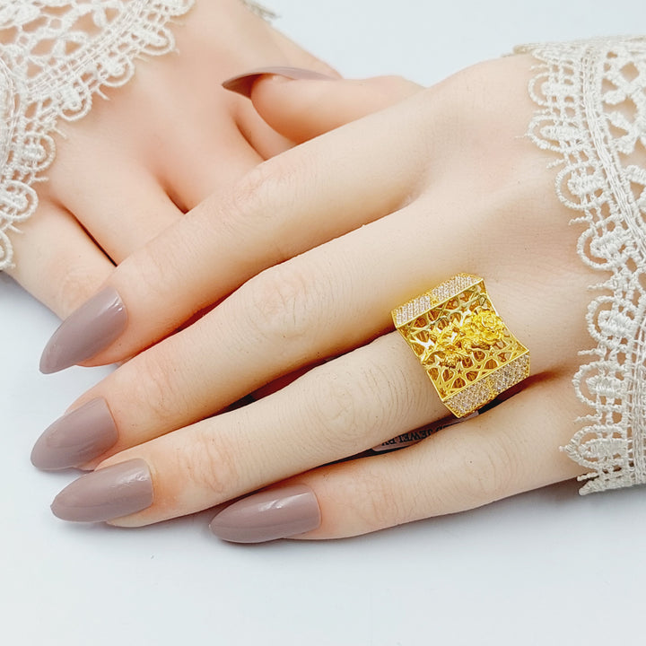 21K Gold Zircon Studded Deluxe Ring by Saeed Jewelry - Image 5