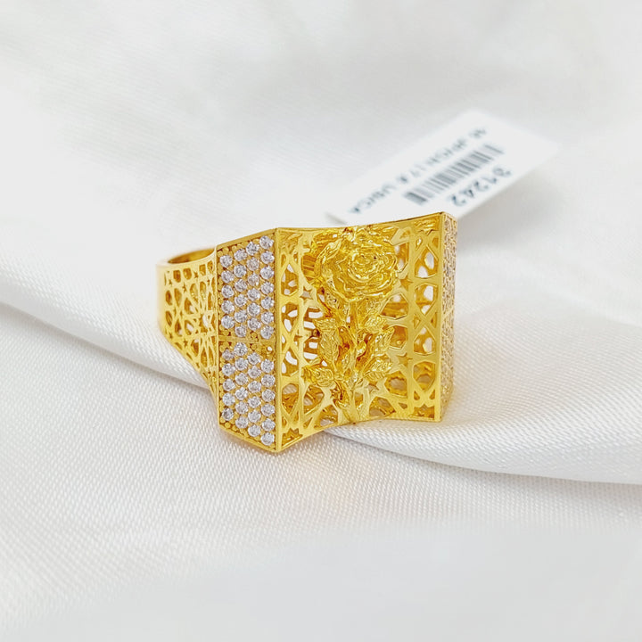 21K Gold Zircon Studded Deluxe Ring by Saeed Jewelry - Image 4