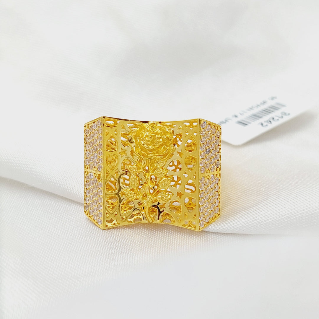 21K Gold Zircon Studded Deluxe Ring by Saeed Jewelry - Image 3