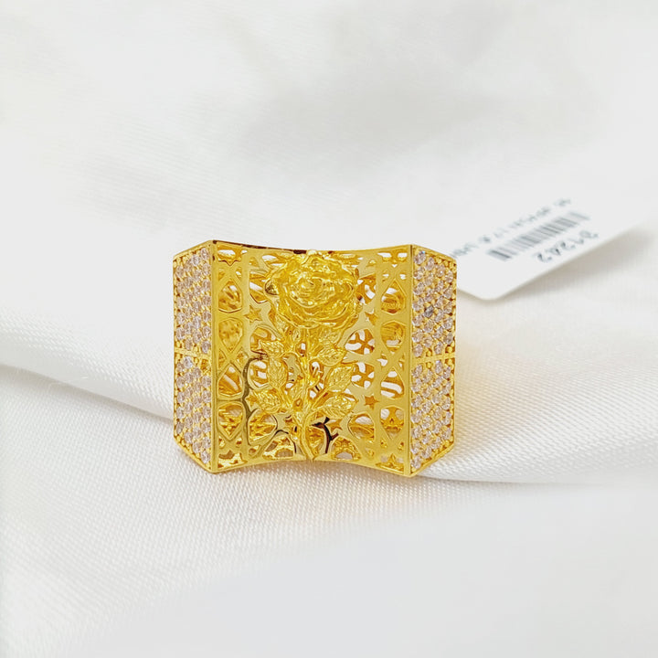 21K Gold Zircon Studded Deluxe Ring by Saeed Jewelry - Image 3