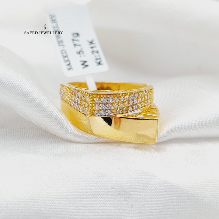 21K Gold Zircon Studded Deluxe Ring by Saeed Jewelry - Image 1