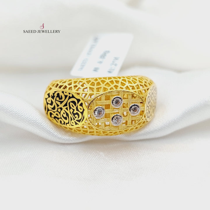 21K Gold Zircon Studded Islamic Ring by Saeed Jewelry - Image 1