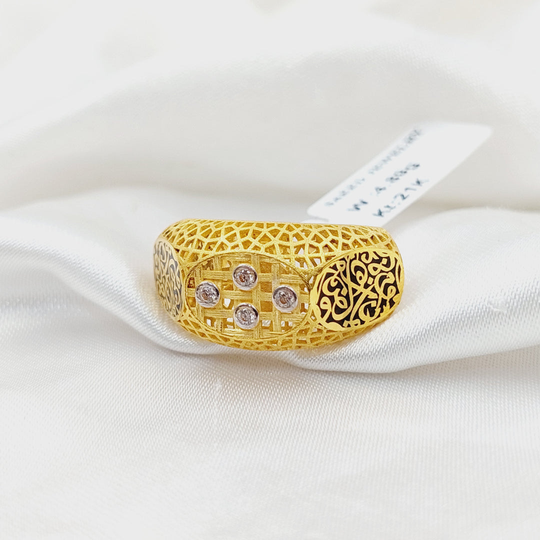 21K Gold Zircon Studded Islamic Ring by Saeed Jewelry - Image 2