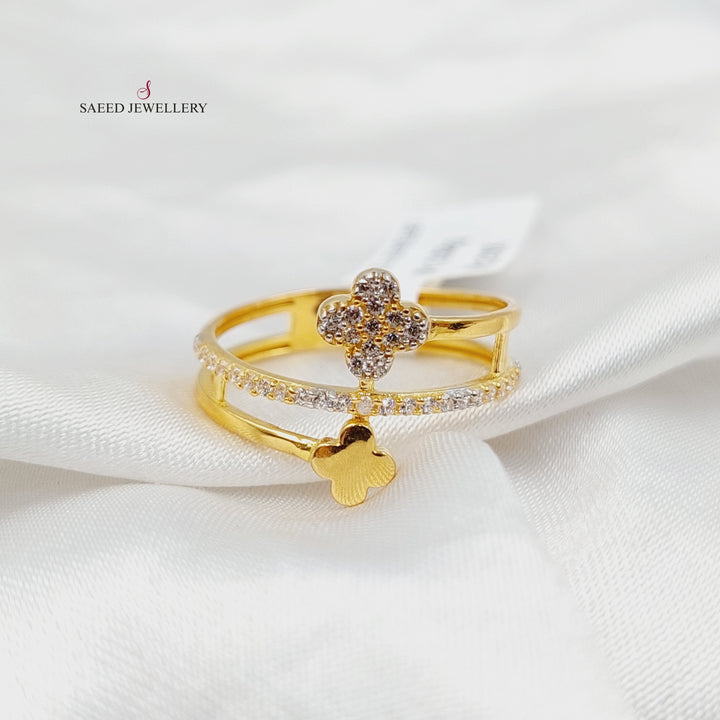 21K Gold Zircon Studded Rose Ring by Saeed Jewelry - Image 3