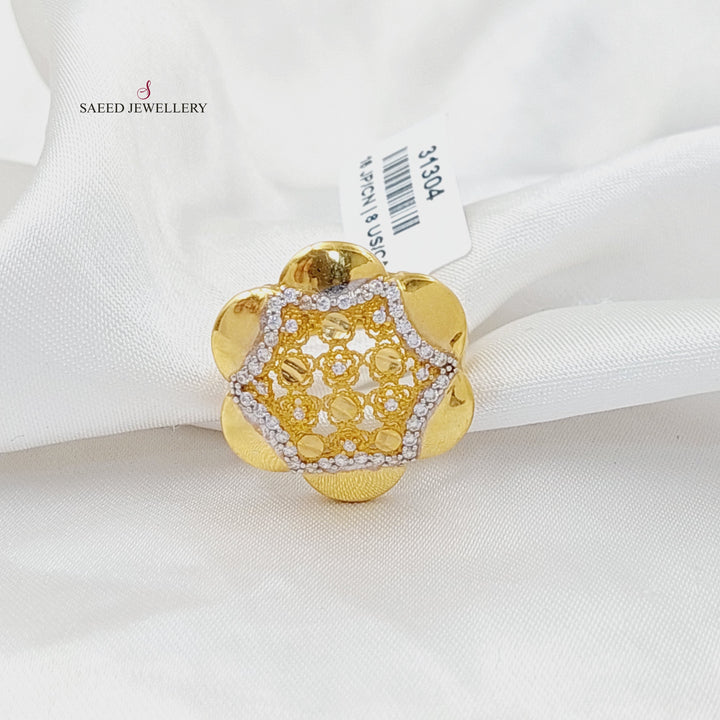 21K Gold Zircon Studded Rose Ring by Saeed Jewelry - Image 4