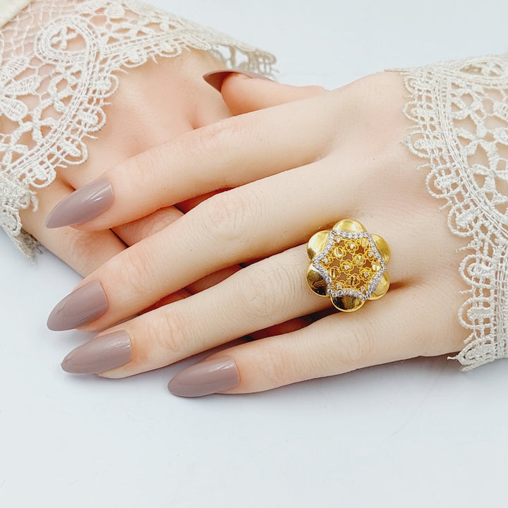 21K Gold Zircon Studded Rose Ring by Saeed Jewelry - Image 5