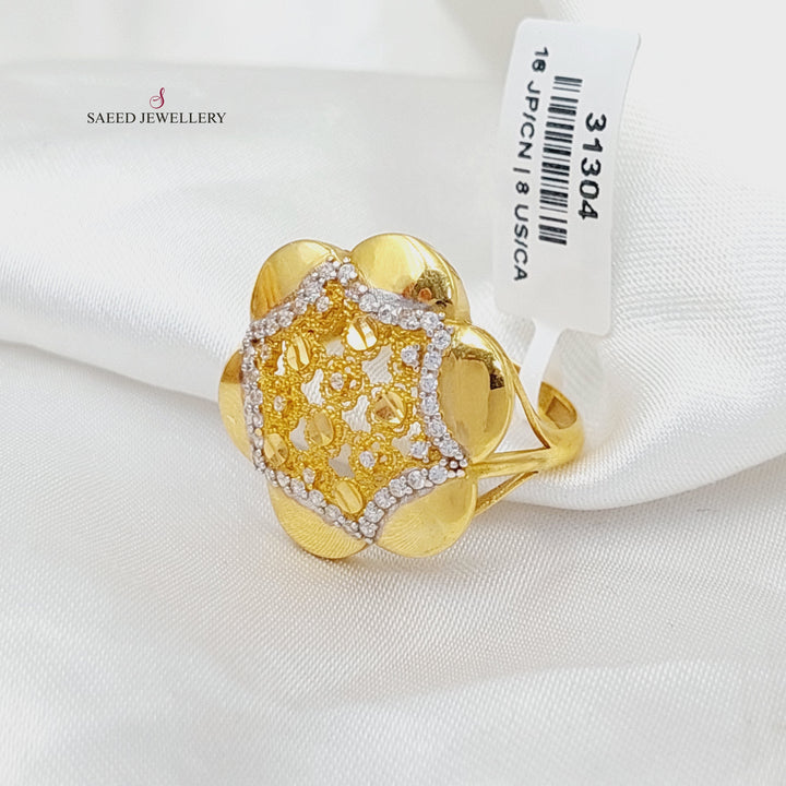 21K Gold Zircon Studded Rose Ring by Saeed Jewelry - Image 2