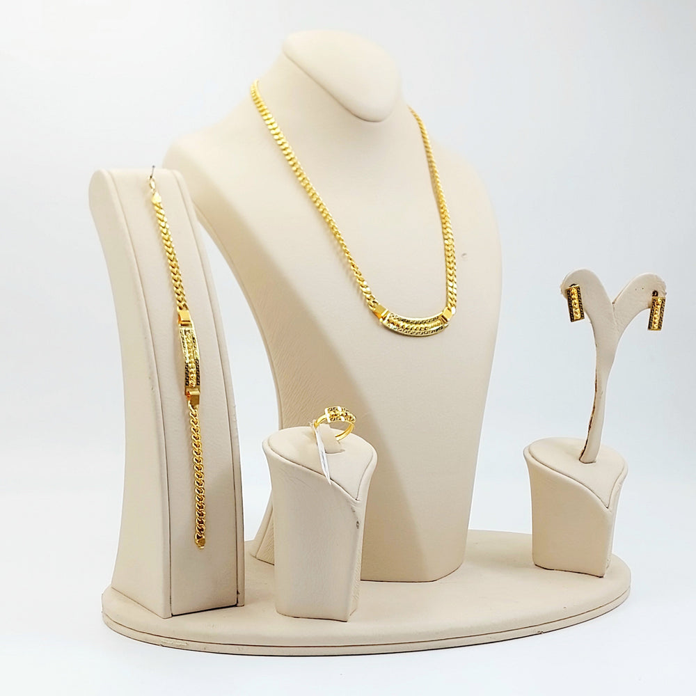 Bar Cuban Links Set Made of 21K Gold by Saeed Jewelry 
