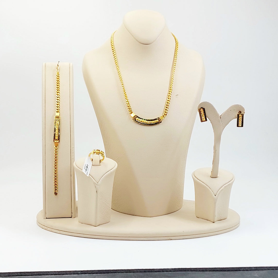 Bar Cuban Links Set Made of 21K Gold by Saeed Jewelry 