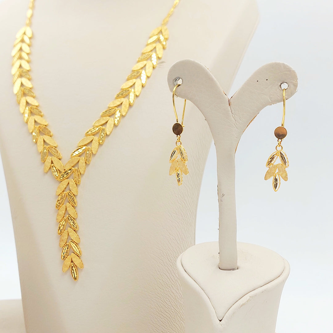 21K طقم ورق الشجر اكسترا-مجوهرات الشيخ سعيد-Saeed Jewelry 