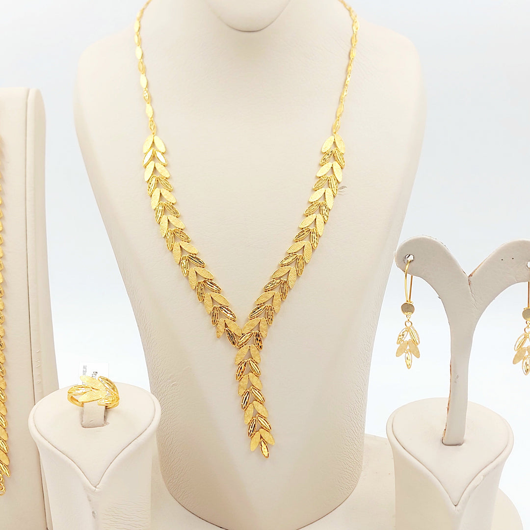 21K طقم ورق الشجر اكسترا-مجوهرات الشيخ سعيد-Saeed Jewelry 
