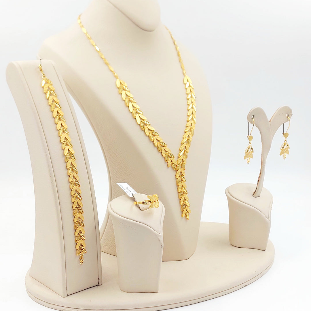 21K طقم ورق الشجر اكسترا-مجوهرات الشيخ سعيد-Saeed Jewelry 