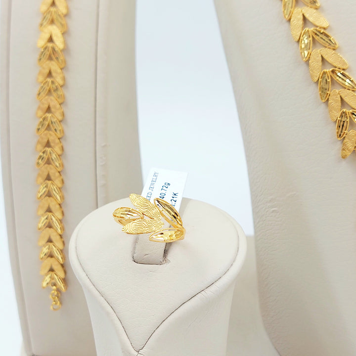 21K طقم ورق الشجر اكسترا-مجوهرات الشيخ سعيد-Saeed Jewelry 