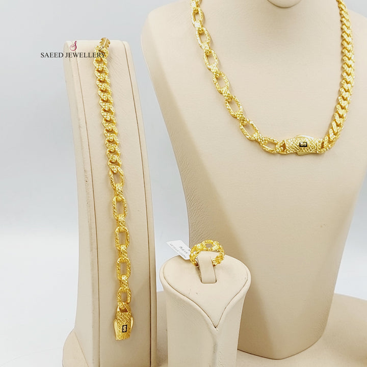 21K Gold Enameled Cuban Links Set by Saeed Jewelry - Image 4