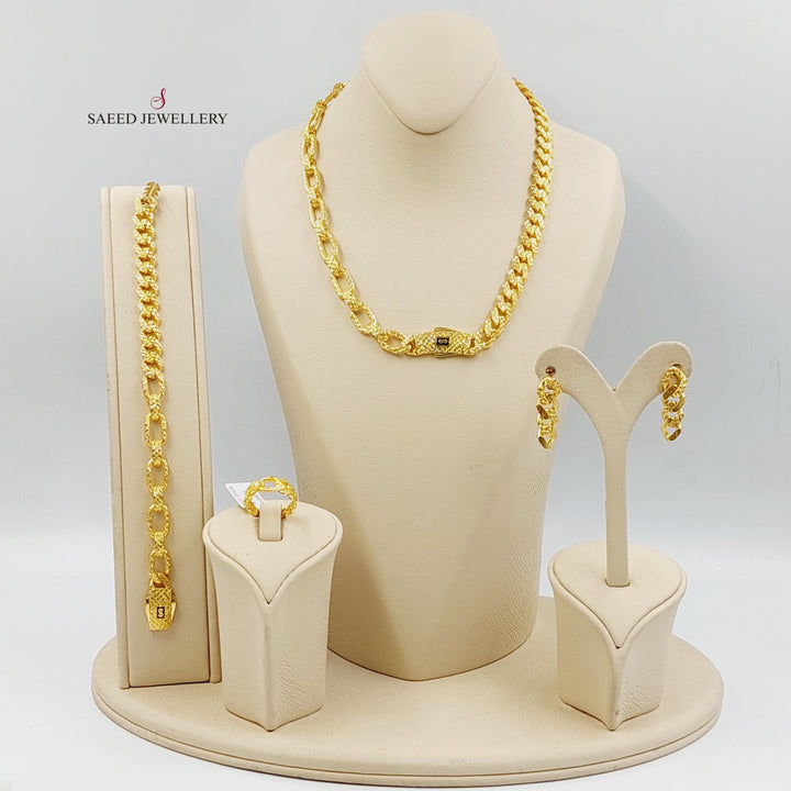 21K Gold Enameled Cuban Links Set by Saeed Jewelry - Image 3