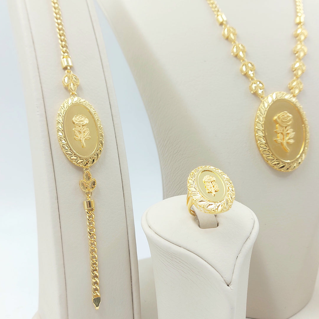 Leaf Ounce Set Made of 21K Gold by Saeed Jewelry 