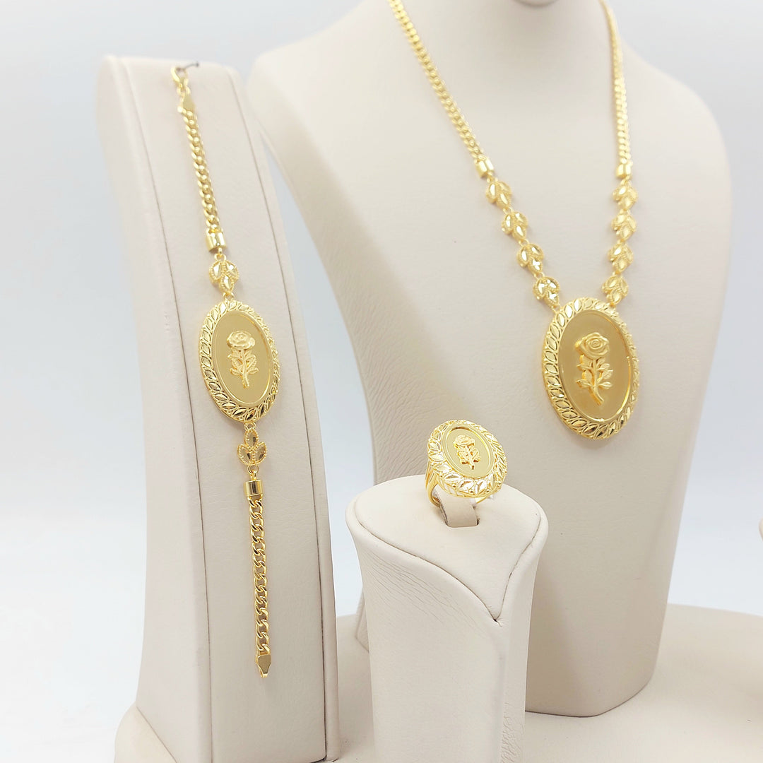Leaf Ounce Set Made of 21K Gold by Saeed Jewelry 