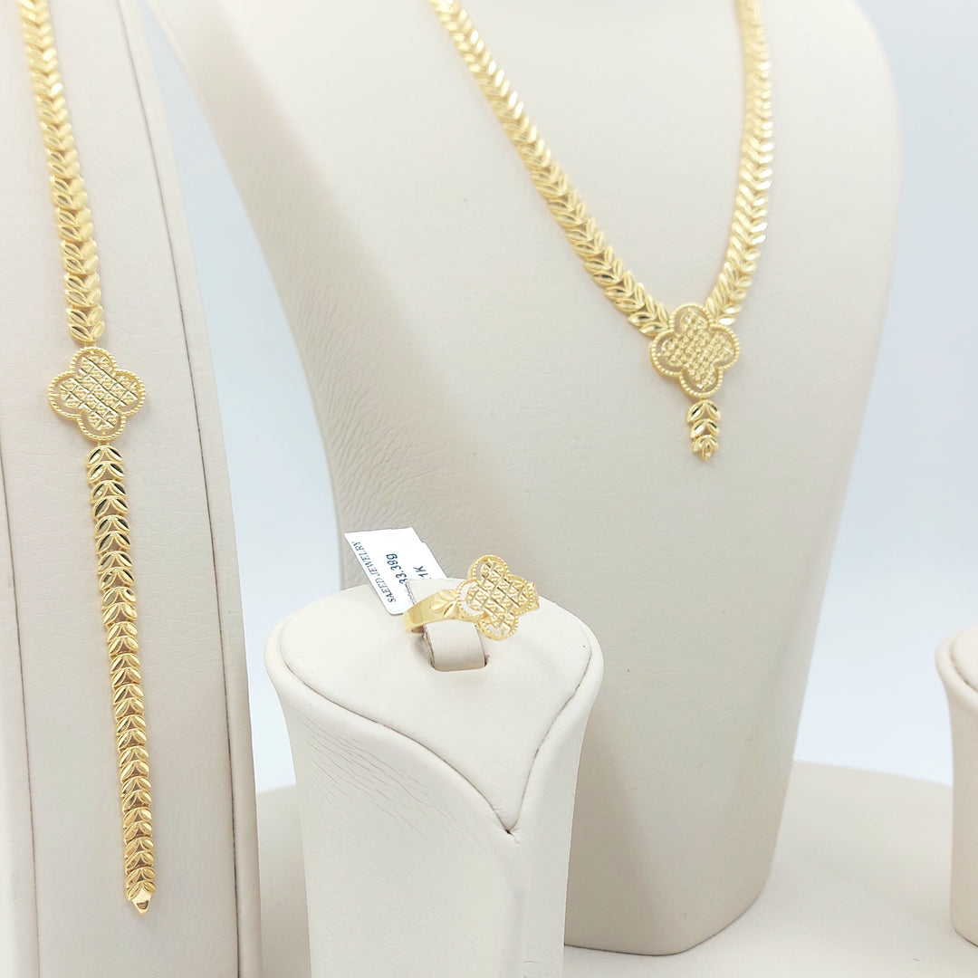 Leaf Rose Set Made of 21K Gold by Saeed Jewelry 