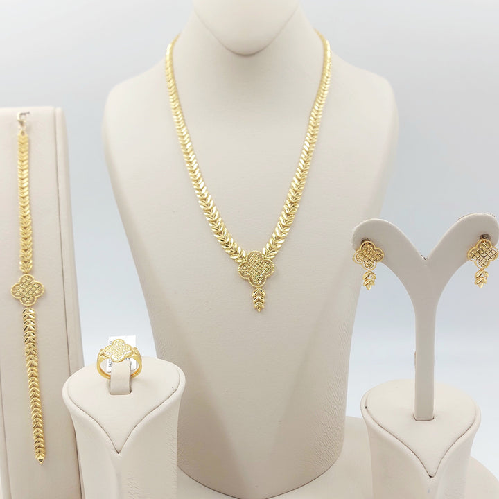 Leaf Rose Set Made of 21K Gold by Saeed Jewelry 