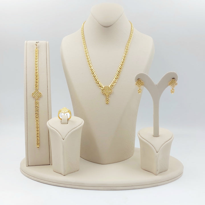 Leaf Rose Set Made of 21K Gold by Saeed Jewelry 