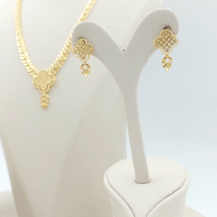 Leaf Rose Set Made of 21K Gold by Saeed Jewelry 