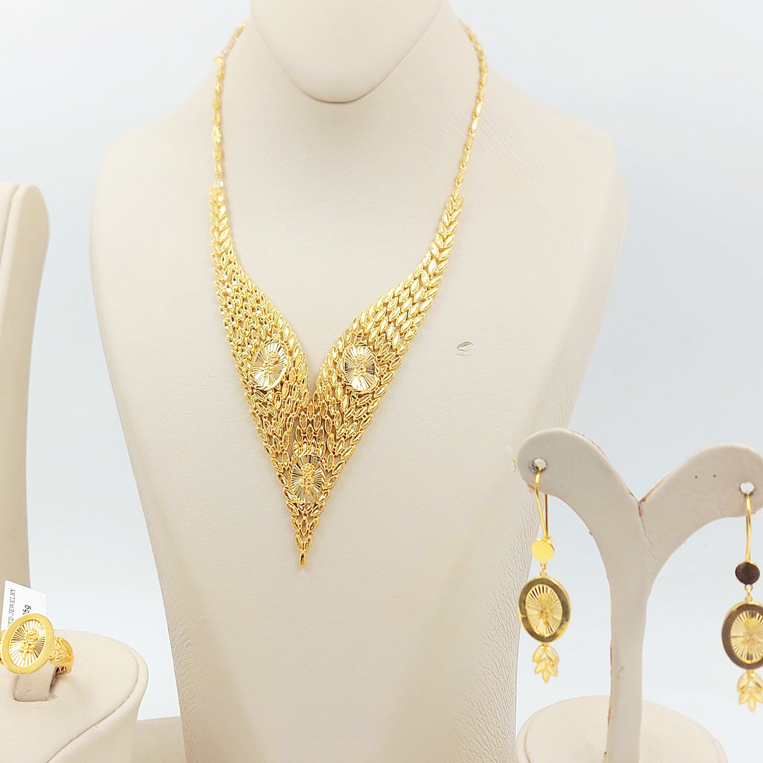 21K طقم ورق الشجر اونصه-مجوهرات الشيخ سعيد-Saeed Jewelry 
