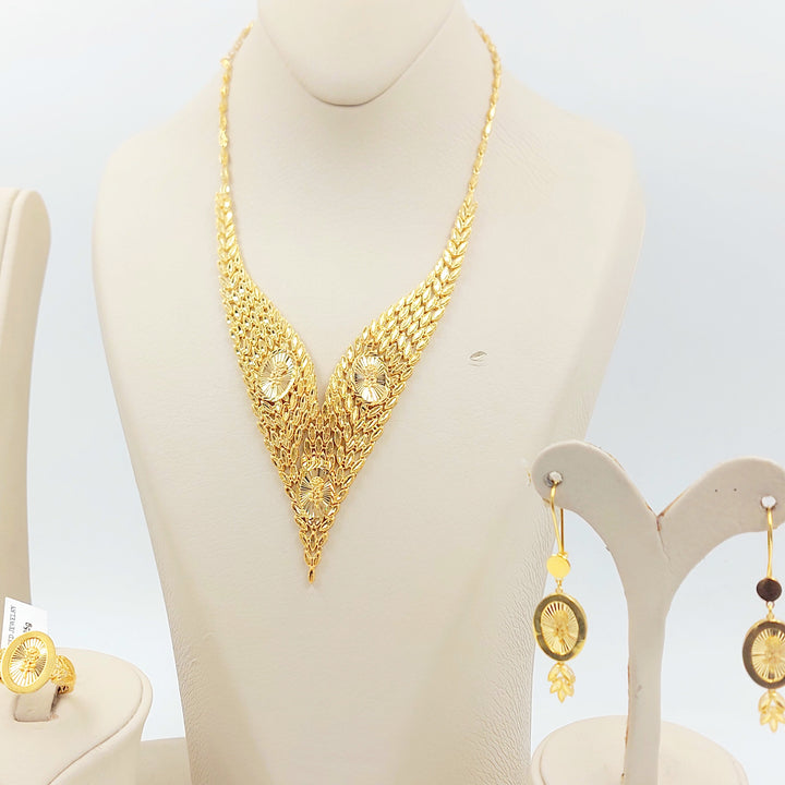 21K طقم ورق الشجر اونصه-مجوهرات الشيخ سعيد-Saeed Jewelry 
