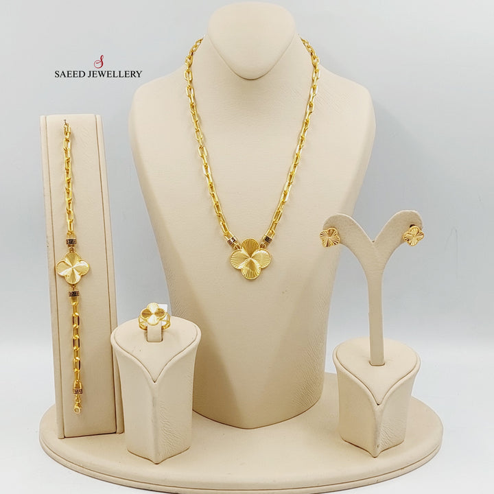 21K Gold Paperclip Clover Set by Saeed Jewelry - Image 5