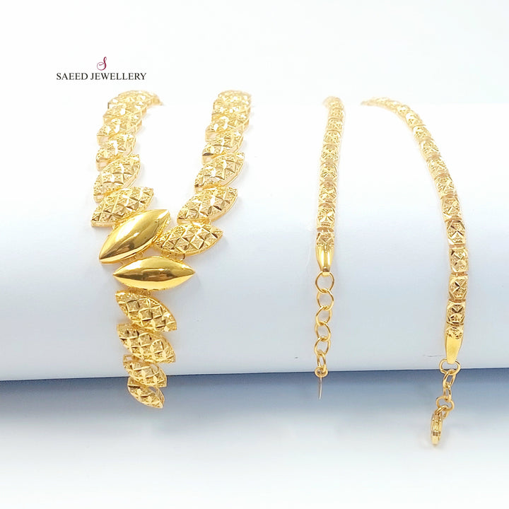 Plain Engraved Set Made of 21K Gold by Saeed Jewelry 