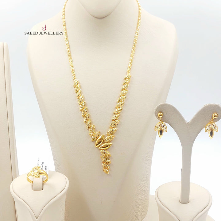 Plain Engraved Set Made of 21K Gold by Saeed Jewelry 