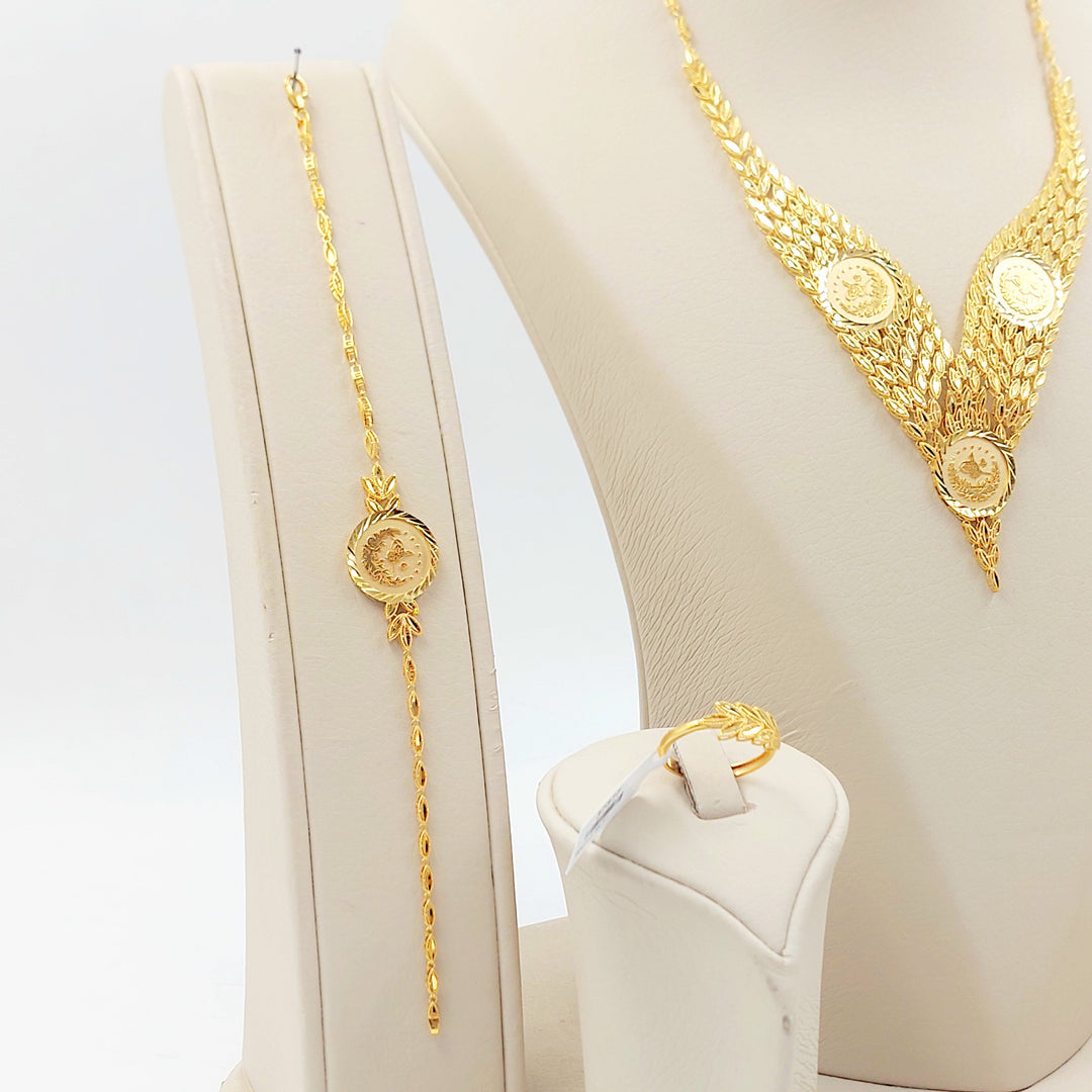 21K طقم ورق الشجر رشادي-مجوهرات الشيخ سعيد-Saeed Jewelry 