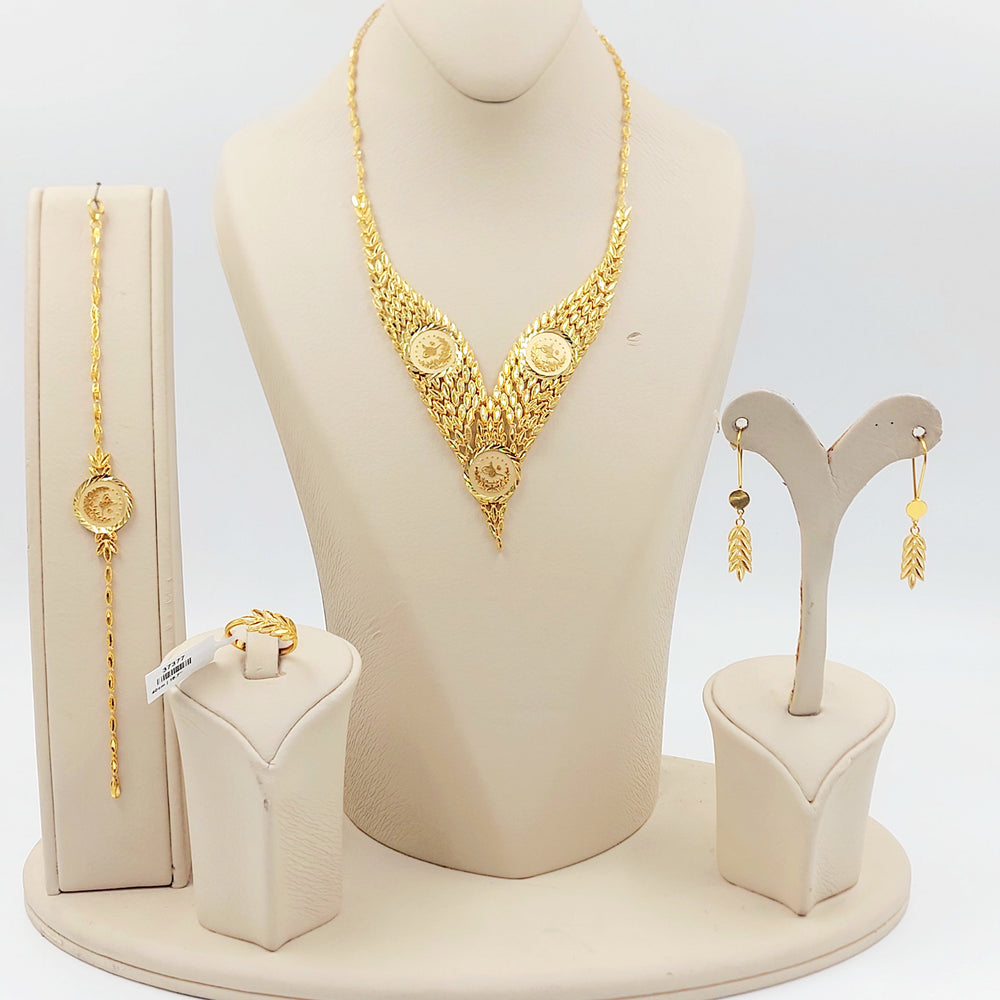 21K طقم ورق الشجر رشادي-مجوهرات الشيخ سعيد-Saeed Jewelry 
